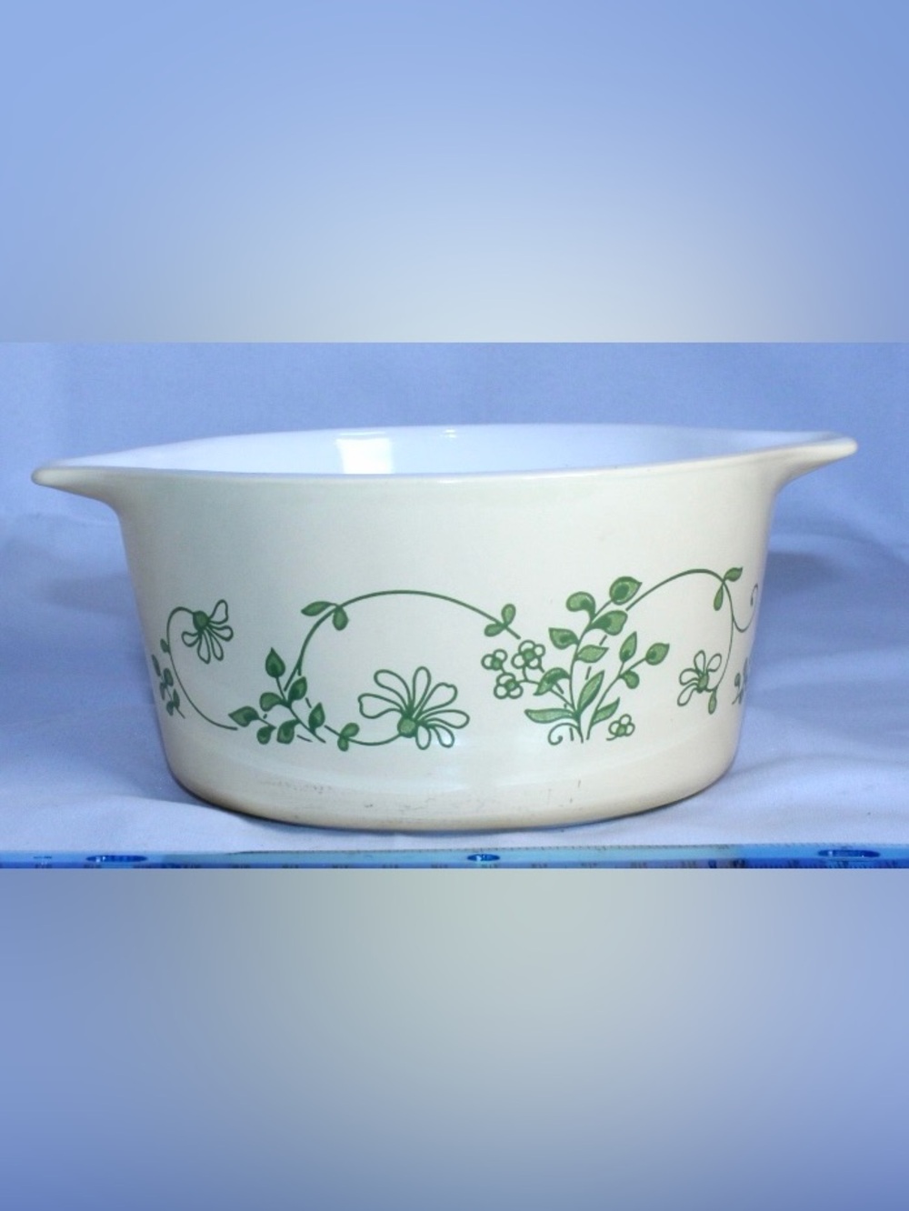 PYREX Milk Glass “Shenandoah” “Wintergreen” Cinderella Dish 1L Model 473 B - Picture 3 of 8